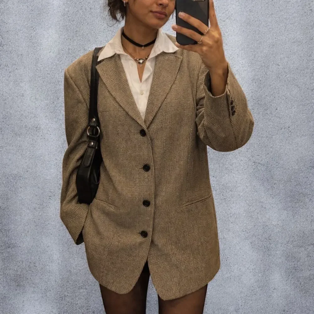 Vintage 90s Hugo Boss 100% Wool Sport Coat Blazer Size 40L